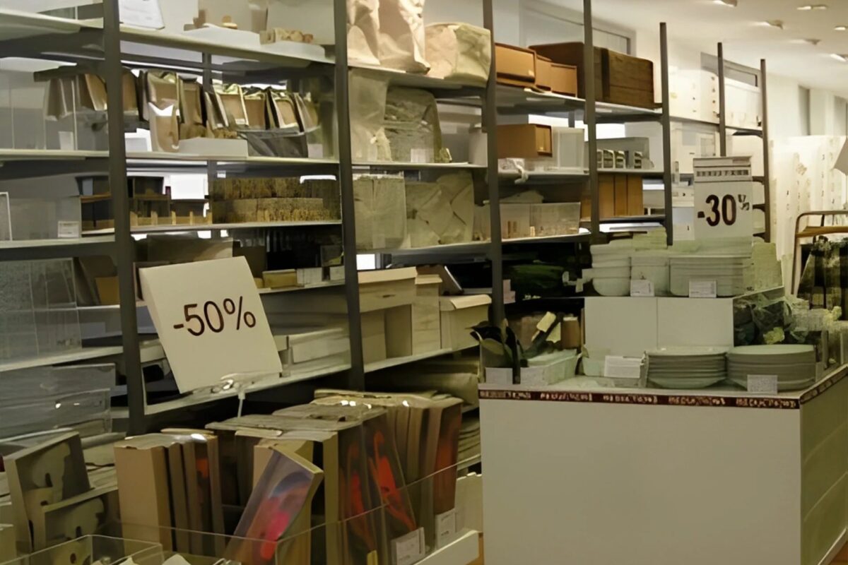 Rayonnages de la boutique Muji, Paris VI